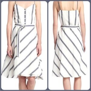 Rag+Bone White/Navy Striped A-Line Dress sz xs $395